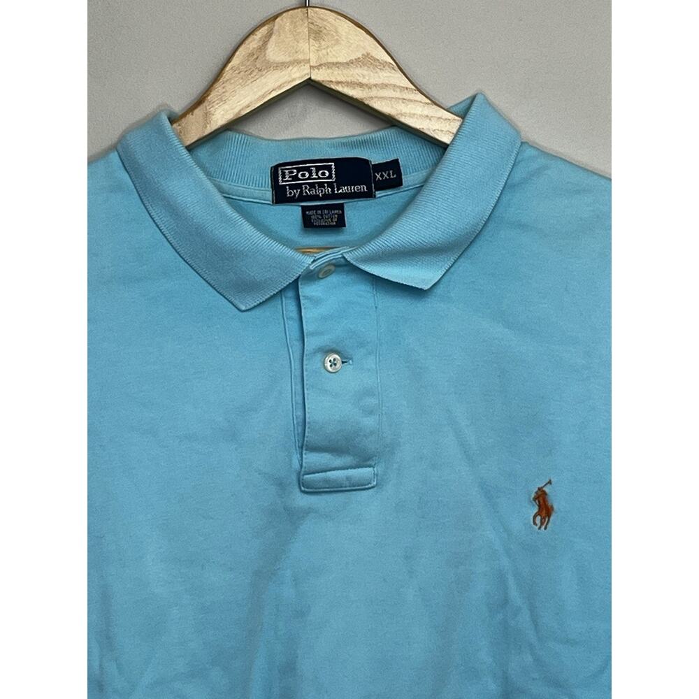 Polo Ralph Lauren Mens Polo Shirt XXL Aqua Light Blue Brushed Cotton - Picture 3 of 8